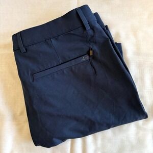 Greg Norman Men Stretch Performance Shorts 34 Navy Blue Flat Front Golf Athletic